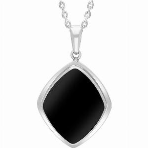 Sterling Silver Whitby Jet Rhombus Necklace D now 10451 50 Off