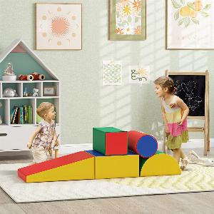 HOMCOM Module motricité bébé 5PCS parcours motricité bébé en mousse EPE pour enfants dâge préscolaire multicolore