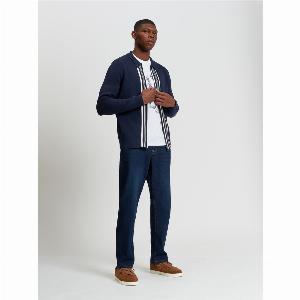 Enjoy 60 Off Dark Navy Long Sleeve Knitted Zip Polo