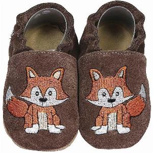 Dunkelbraune Lauflernschuhe mit FuchsMotiv für Kinder