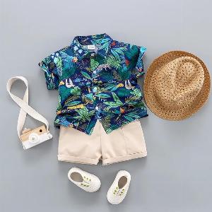 Toddler Boys Holiday Straw Hat and Animal Print Shorts Set Now 699
