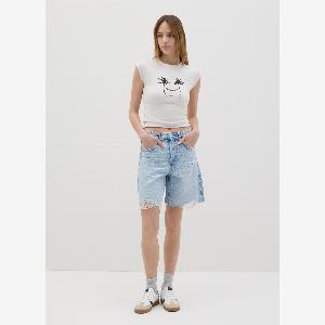 OVS Tshirt Da Donna In Cotone Elasticizzato Bianca Slim Fit Con Stampa Bianco Taglia M