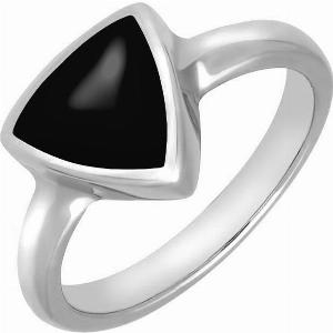 Sterling Silver Whitby Jet Curved Triangle Ring  Default Title  Silver