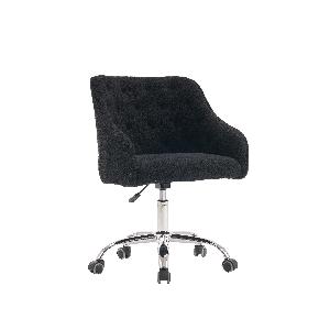 Fauteuil de relaxation en velours Teddy chaise pivotante réglable à 360 hauteur réglable adaptée pour salon chambre bureaux hôtels et restaurants Noir
