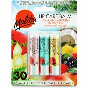 Malibu 3 Pack Lip Balm WatermelonMintVanilla SPF30