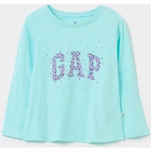 GAP  Tshirt a maniche lunghe stampa logo glitter Azzurro acqua Taglia 5Y107114