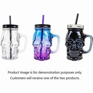 Halloween Skull Jar Cup With Lid and Straw