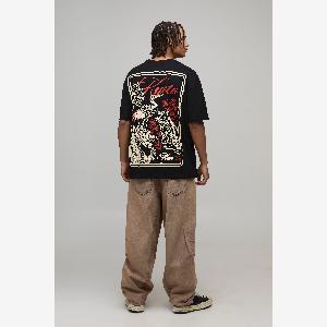 Herren Oversize TShirt mit KyotoPrint Black Größe 3XL boohooMAN