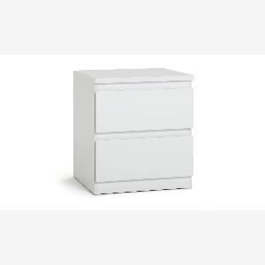 Jenson 2 Drawer Bedside Table White Gloss Modern Bedroom Storage