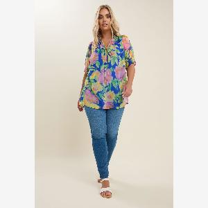 Blouse fluide bleue roi à motifs floraux taille plus avant 39  9
