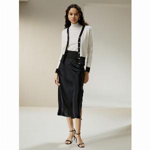 LILYSILK Cashmere Cardigan Donna Bianco Profili A Contrasto Su Polsini E Orlo 100 Cashmere Caldo Morbido E Delicato Per La Pelle M