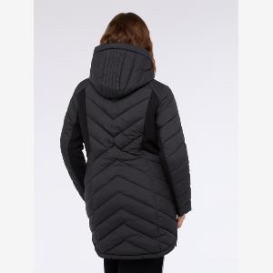 Fiorella Rubino Piumino lungo trapuntato con cappuccio Donna Nero Taglia 45 54 IT