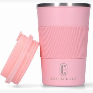 Castagnola Thermos Cup  Kaffeebecher To Go  Reisebecher für Kaffee und Tee  Teebecher  380 ML  Edelstahl  Pink