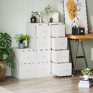 HOMCOM FourDrawer Modern Steel Filing Cabinet  White