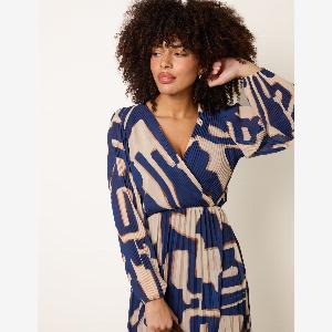 Wrap Front Pleated Maxi Dress ML BLACK