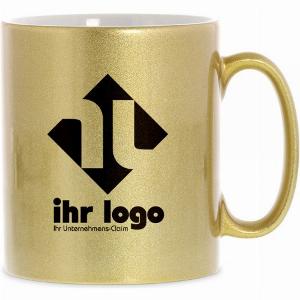Keramiktasse gold individuell bedruckt 70x70 mm