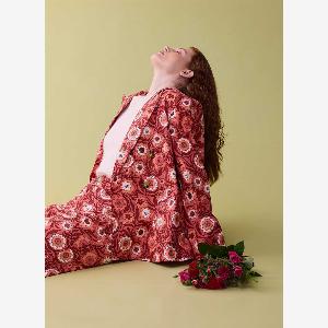 Joanie Clothing Richy Pink Floral Print Soft Tailored Blazer US 8
