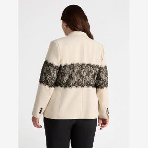 Fiorella Rubino  Blazer con maxi inserto in pizzo Donna Beige Taglia 41 50 IT