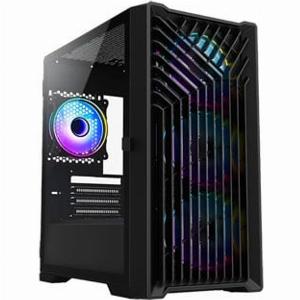 Vida Cyclone Black Tempered Glass MicroATX PC Gaming Case