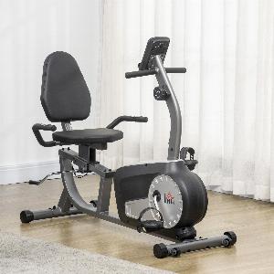 HOMCOM Vélo dappartement semiallongé magnétique écran LCD multifonction siège réglable 8 niveaux de résistance