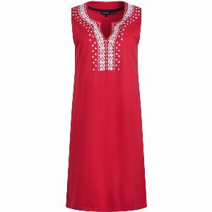 Weird Fish Anaya Organic Cotton Embroidered Jersey Shift Dress Crimson Size 18