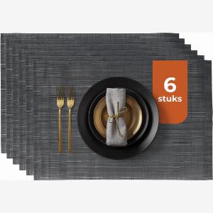 Castagnola Tischsets  Kunststoff Tischsets  Untersetzer  Tischsets Kunststoff und PVC  6 Stück  45 x 30 cm  Schwarz