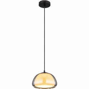 Jella Dome Pendant Ceiling Light Matt Black Smoke Glass Shade 1x E14