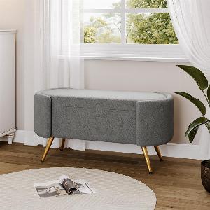 Enjoy a 21 discount on a contemporary upholstered accent bench featuring stainless steel legs