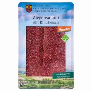 Ziegensalami mit Rindfleisch geschnitten