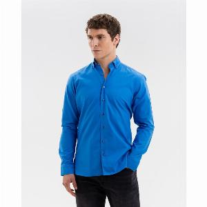 Cobalt Blue Oxford with Mind Maps Accents ButtonDown Shirt XL