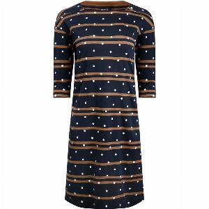 Weird Fish Amria Organic Cotton Square Neck Jersey Dress Navy Size 20