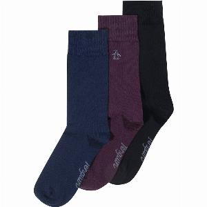3 Pack Penguin Embroidered Socks In Purple