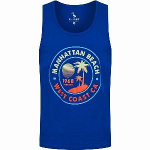 Vests Manhattan Beach Motif Print Cotton Vest Top in Sea Surf Blue  South Shore  M  Tokyo Laundry
