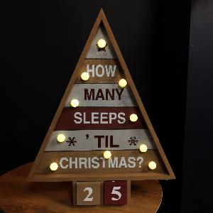 42cm Wooden Christmas countdown decoration featuring 10 warm white LEDs now 1925 1 discount