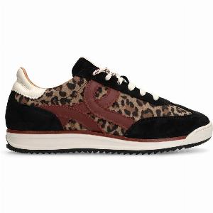 Schwarze VelourslederSneaker mit LeoDetails