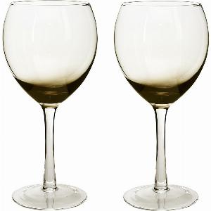 Contemporary Smoked Grey Wine Glass  Set Of 2