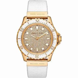 Michael Kors MK7357 Everest Analog Gold Dial White Silicone Strap Watch For Women