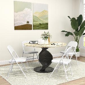 HOMCOM Lot de 4 chaises pliantes chaises de salle à manger portables cadre en acier dim 45l x 46P x 78H cm blanc
