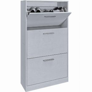 Scarpiera Salvaspazio da Ingresso 3 Ante Doppie Ribalta Legno MDF Bianca 60x24x115
