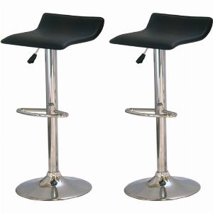59 Discount Pair of Stratos Black PVC Bar Stools with Chrome Base