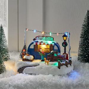 Kiosque de Restauration Éclairé pour une Magie de Noël