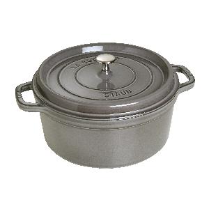 Staub Cocotte e pomello swarovski 2pz  28 cm grigio grafite Ghisa