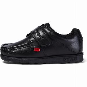 Junior Boys Black Fragma Leather Strap Sandals