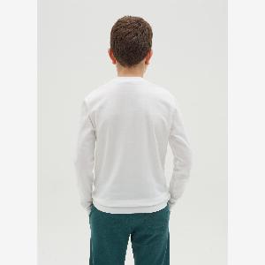 OVS Maglietta a Maniche Lunghe in Cotone per Bambini Bianco 1415 397