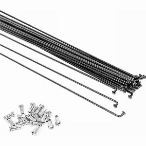 Raggi Bici Neri 260mm Acciaio Zincato 2mm con Nipples Ruote Resistenti 10 Pezzi