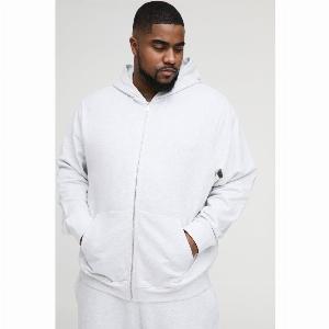 Felpa Basic Plus Size con zip e cappuccio grigia ora a 6 79