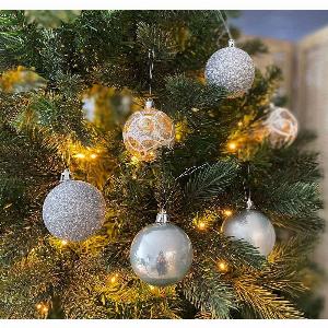 Set aus 9 silbernen Christbaumkugeln Weihnachtsbaumdekoration jetzt für 269  10  Rabatt