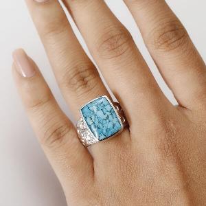 Sleeping Beauty Matrix Türkis Ring 950 Kupfer ca 1000 ct
