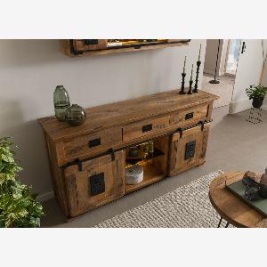 Buffet en bois de Manguier  Bois de récupération 180x45x90 naturel laqué RAILWAY LUX 102