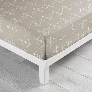 Drap Housse en coton pour lit 2 personnes Aristide  Beige  140 x 190 cm